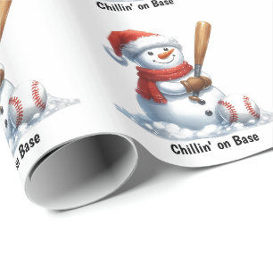 Papel De Regalo Muñeco de nieve bateador relajándose en base