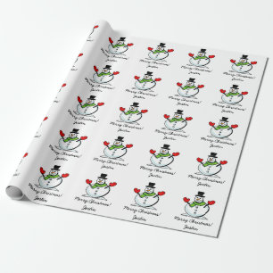 Papel De Regalo Muñeco de nieve blanco lindo personalizado de las
