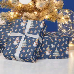 Papel De Regalo Muñeco de nieve clásico y adorable de Navidad