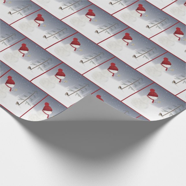 Papel De Regalo muñeco de nieve con estrella Navidad (Esquina)