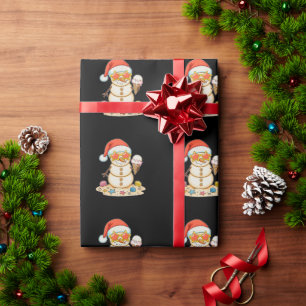Papel De Regalo Muñeco de nieve de arena sombrero de Santa Navidad