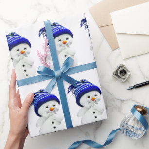Papel De Regalo Muñeco de nieve de dibujos animados con gorro de l