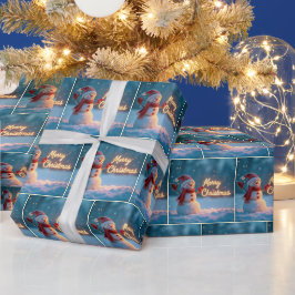 Papel De Regalo Muñeco de nieve de Feliz Navidad con letrero de ne
