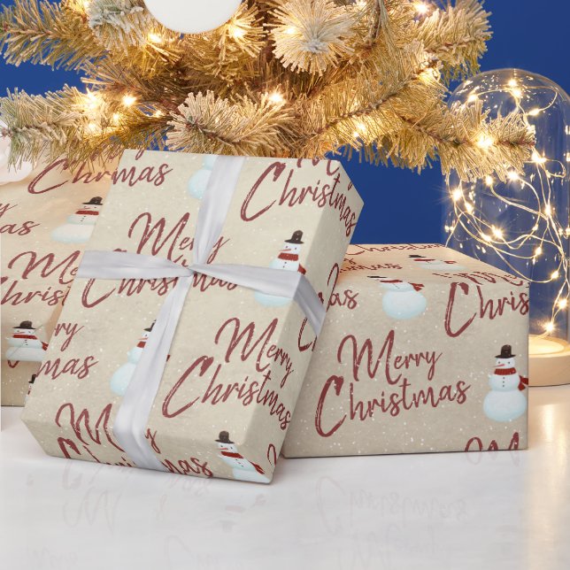 Papel De Regalo Muñeco de nieve de Navidad alegre (Vacaciones)