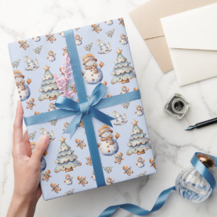 Papel De Regalo Muñeco de nieve de Navidad Patrón de pan de jengib