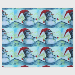 Papel De Regalo Muñeco de nieve de Santa