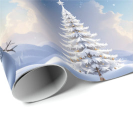 Papel De Regalo Muñeco de Nieve de Sombrero Azul Navidad Árbol Fie