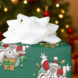 Papel De Regalo Muñeco de nieve divertido Santa sorpresa de Navida