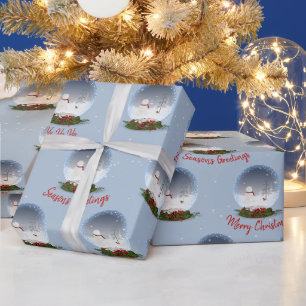Papel De Regalo Muñeco de nieve en globo de nieve de Navidad