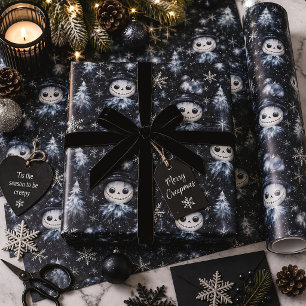Papel De Regalo Muñeco de nieve espeluznante de Navidad gótica
