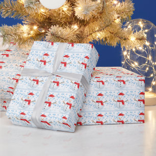 Papel De Regalo Muñeco de nieve festivo invierno mágico Navidad