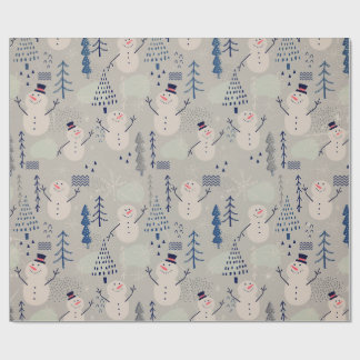Papel De Regalo Muñeco de nieve gris - Friendly Little Snowman