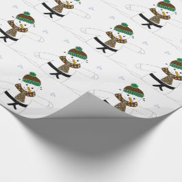 Papel De Regalo Muñeco de nieve haciendo artes marciales