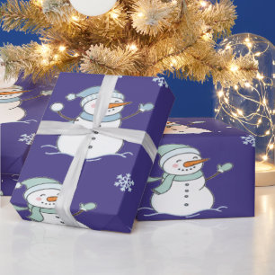 Papel De Regalo Muñeco de Nieve Invernal Acogedor Helado