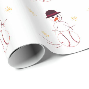 Papel De Regalo Muñeco de nieve jugando béisbol