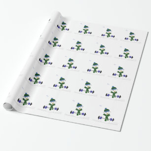 Papel De Regalo Muñeco de nieve levantando pesas
