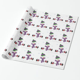 Papel De Regalo Muñeco de nieve levantando pesas