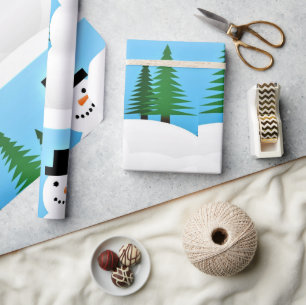 Papel De Regalo Muñeco de nieve lindo en país de las maravillas de