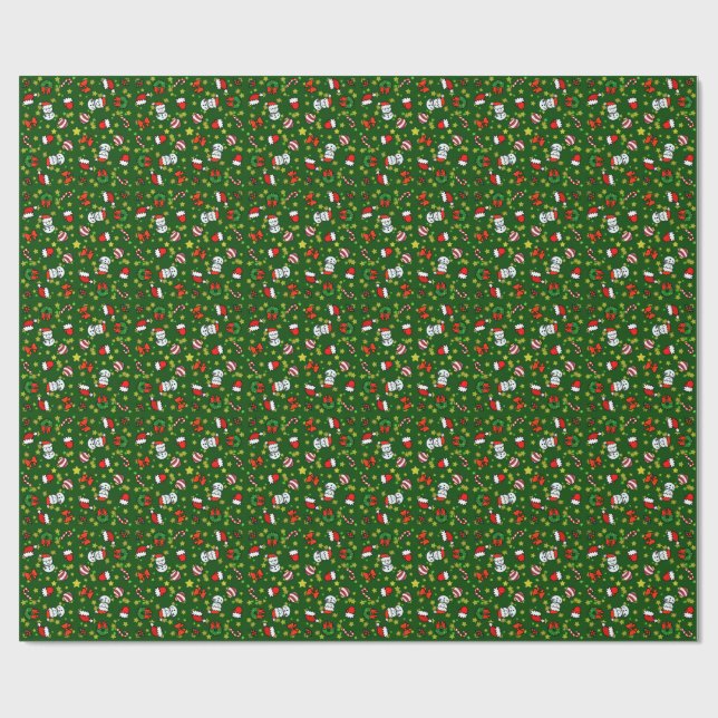 Papel De Regalo Muñeco de Nieve Navideño (Superficie plana)