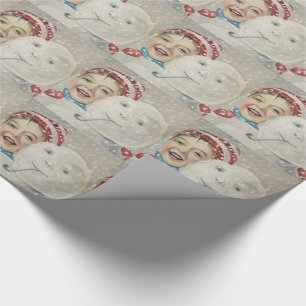 Papel De Regalo Muñeco de nieve niño sonriente pipa sombrero de pu
