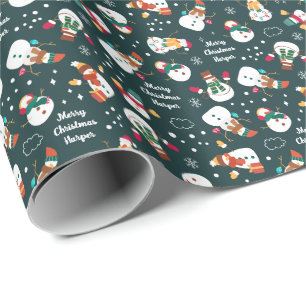 Papel De Regalo Muñeco de Nieve Personalizado Navidad