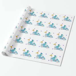 Papel De Regalo Muñeco de Nieve Piloto de Coche de Carreras