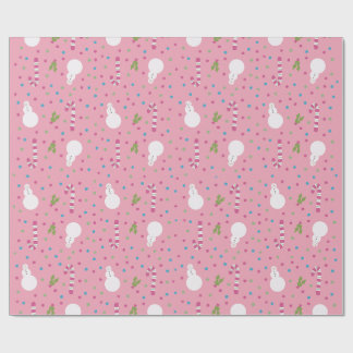 Papel de Regalo Muñeco de Nieve Rosa 