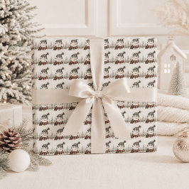 Papel De Regalo Muñeco de Nieve Rústico Cuadros Navidad Personaliz