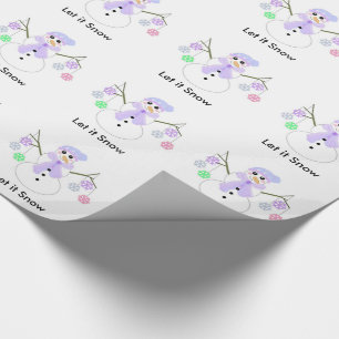 Papel De Regalo Muñeco de nieve sosteniendo copos de nieve