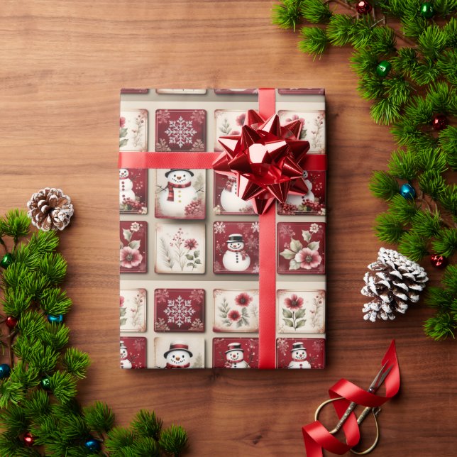 Papel De Regalo Muñecos de nieve alegres (Regalo de vacaciones)