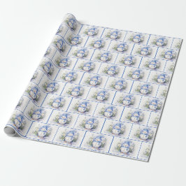 Papel De Regalo Muñecos de nieve de Navidad en acuarela en copos d