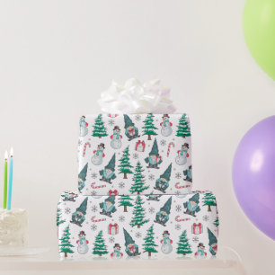 Papel De Regalo Muñecos de nieve Gnomos Regalos Caramelos de Navid