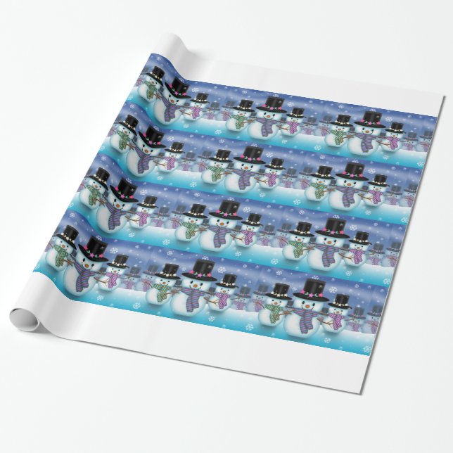 Papel De Regalo Muñecos de nieve lindos (Desenrollado)