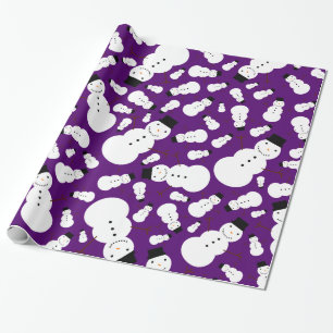 Papel De Regalo Muñecos de nieve púrpuras