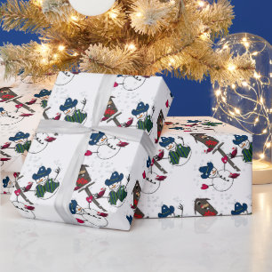 Papel De Regalo Muñecos de nieve vaqueros de Navidad