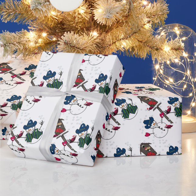 Papel De Regalo Muñecos de nieve vaqueros de Navidad (Vacaciones)