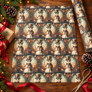 Papel De Regalo Muñecos de nieve victorianos vintage rústicos anti