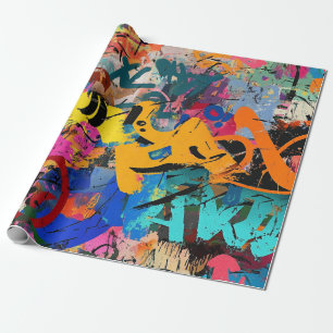 Papel De Regalo Mural callejero con gotas superpuestas y color urb