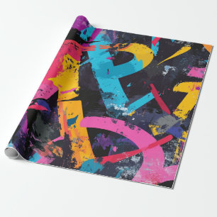 Papel De Regalo Mural callejero con gotas superpuestas y color urb