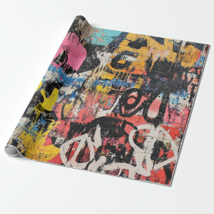 Papel De Regalo Mural callejero con gotas superpuestas y color urb