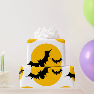 Papel De Regalo Murciélagos de Halloween Silueta Luna Llena