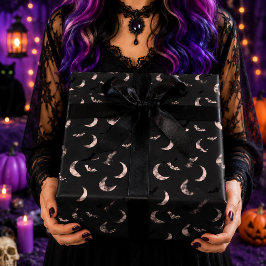 Papel De Regalo Murciélagos de Luna Rosa Patrón Celestial de Hallo