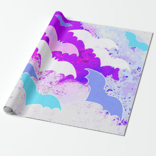 Papel De Regalo Murciélagos En El Púrpura De Los Faros