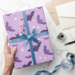 Papel De Regalo Murciélagos Góticos Lindos Morados
