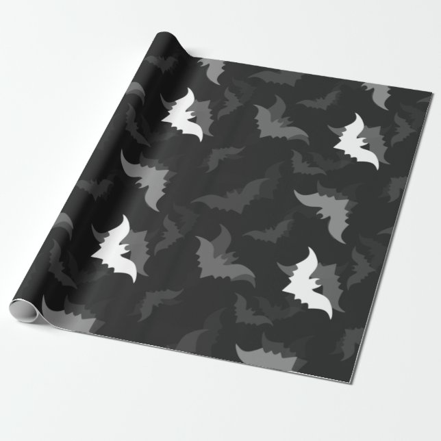 Papel De Regalo murciélagos negros de gótico de halloween (Desenrollado)