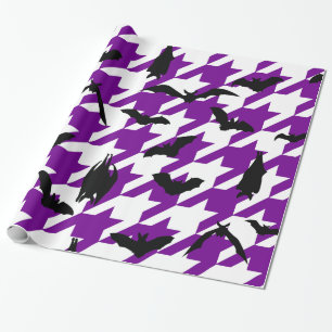 Papel De Regalo murciélagos negros de halloween morada