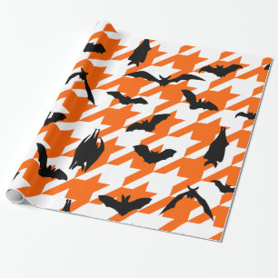 Papel De Regalo murciélagos negros de halloween naranja