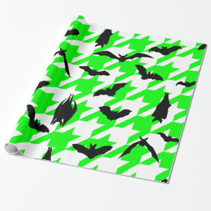 Papel De Regalo murciélagos negros de houndstoth halloween