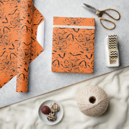 Papel De Regalo Murciélagos y arañas de Halloween