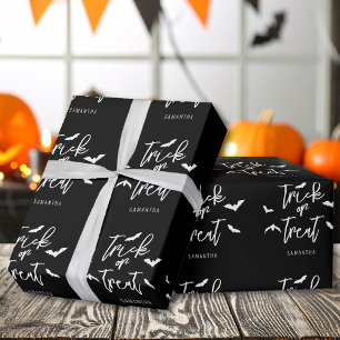 Papel De Regalo Murciélagos Y Truco O Tratamiento De La Tipografía